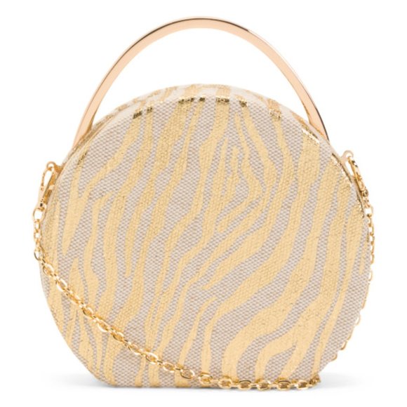 Urban Tiger Print Linen Top Handle Round bag - Picture 2 of 3